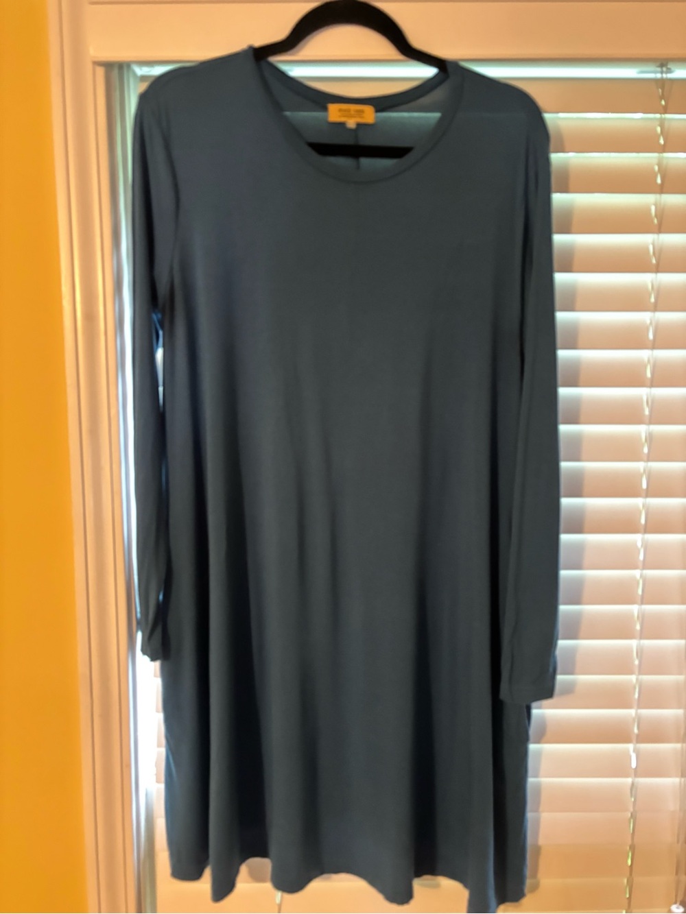 Women's Long Sleeve Swing Dress - Slate Blue